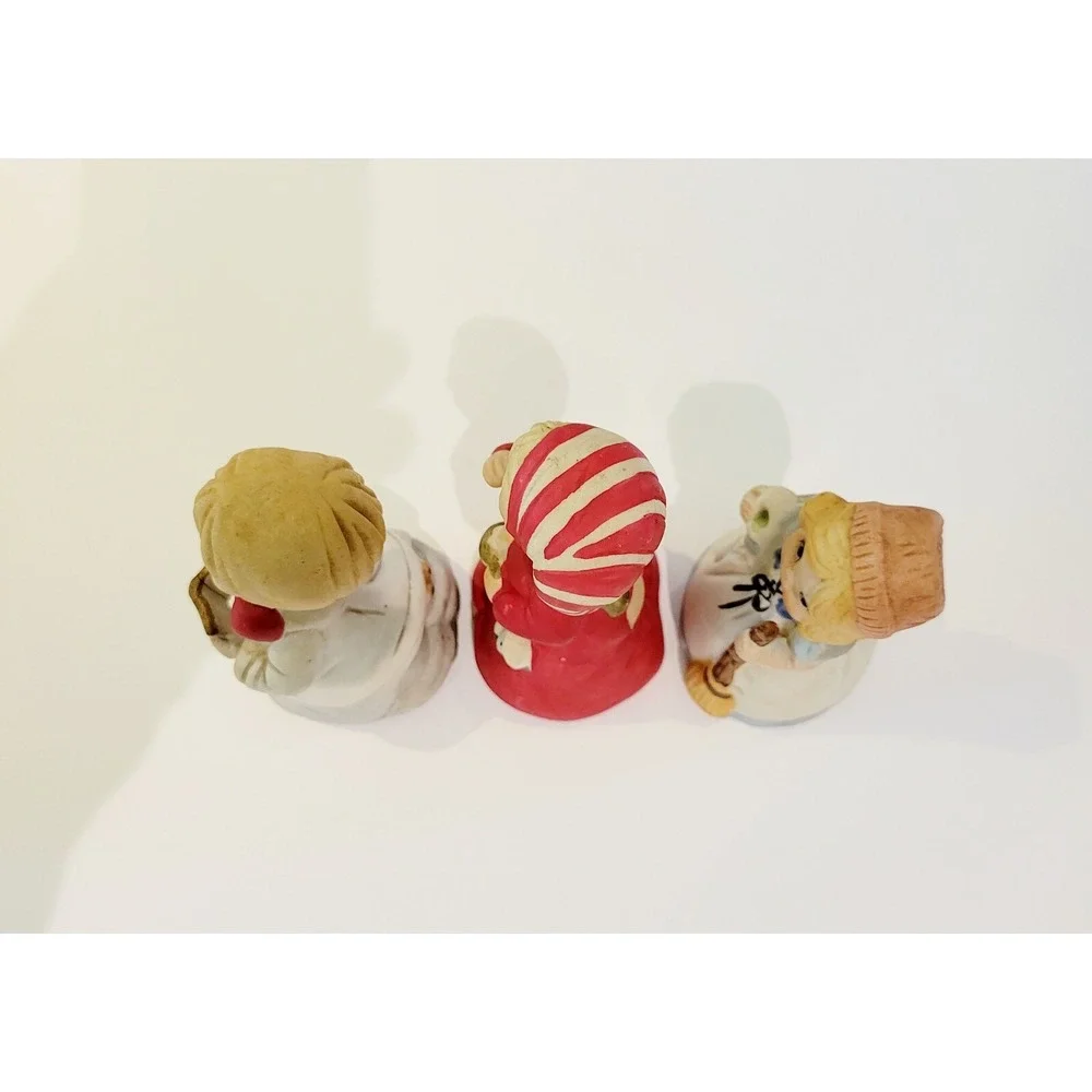 Jasco 1978 Merri-Bells Fine Bisque Porcelain Figurine Bells Vintage Set of 3